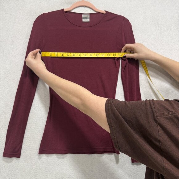 Icebreaker Shirt Womens Small Burgundy Bodyfit 200 Long Sleeve Base Layer Crew - Picture 4 of 8